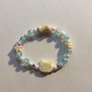 Cute Beaded Bracelet with Cat and Star Charms